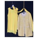 DIANA GALLESI 2 PC YELLOW CHIFFON DRESS AND TWEED