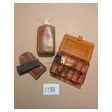 SMALL OILSTONE IN LEATHER SLIDE TOTE SHARPENING