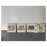 4 ANIMAL CORK BACK COASTERS