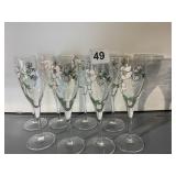8 HAND PAINTED CHAMPAGNE GLASSES