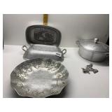 ALUMINUM CASSEROLE, ROOSTER HOOK ETC.