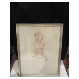 ART NOUVEAU SKETCH BY ED MULLEN 26" X 20.5"