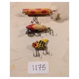 THREE ANTIQUE FISHING LURES
