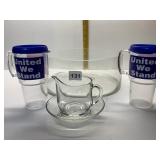 GLASS LARGE SERVING BOWL, TUMBLERS ETC.