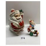 SANTA FIGURE AND ORNAMENTS