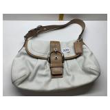 COACH CREAM LEATHER W/ BROWN TRIM