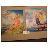 TWO MABEL ROLLINS HARRIS UNFRAMED ART PRINTS
