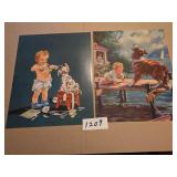 TWO UNFRAMED ART PINTS INFANTS THE CALL THAT