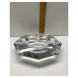 VAL LAMBERT GLASS THICK ASHTRAY 2" H X 7" D