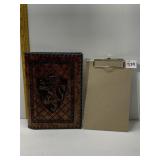 MADE IN ITALY LEATHER BOOK COVER WITH LION ON