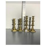 2 PAIRS OF BRASS CANDLE HOLDERS
