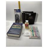 LEATHER FLIGHT JOURNAL LOGBOOKS, COMPUTER CABLE,