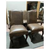 BROWN HIGH BACK CHAIRS W/ TACK ACCENT AROUND BACK