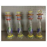 COLORFUL TOP 11.5" GLASS CANDLESTICKS