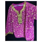 DG2 DIANE GILMAN LADIES PINK LINED TOP WITH GOLD