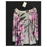 BOB MACKIE WEARABLE ART LONG SLEEVE SHIRT FLORAL