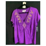 COMPLETELY ME BY LIZ LANGE PURPLE TOP WITH GOLD