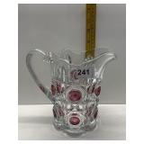 ANTIQUE GLASS PICTURE WITH RUBY FLASHED DOTS