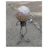 29" H-STAINED GLASS METAL BASE GAZING BALL