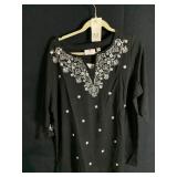 QUACKER FACTORY BLACK SIZE 1X LADIES COTTON TOP