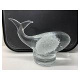 ART GLASS WHALE PAPER WEIGHT, 6X6