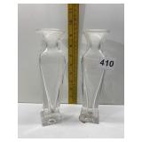 PAIR OF 9" TALL GLASS VASES