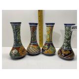 HAND PAINTED MADE IN MEXICO BUD VASES, 7"