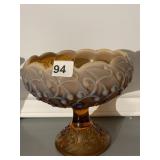 FENTON PEDESTAL BOWL TWO TONE 8" H X 8" W