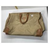 BRITISH KHAKI TRAVEL BAG WITH LEATHER TRIM