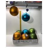 8 LARGE PLASTIC DISCO BALL CHRISTMAS ORNAMENTS