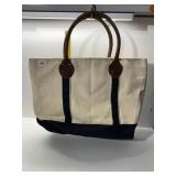 RESTORATION HARDWARE CANVAS TOTE BAG WITH LEATHER