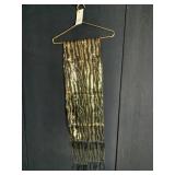 BLACK AND GOLD SEQUIN SCARF WITH FRINGE NEW