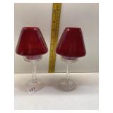8" H GLASS SHADE LAMPS W/ REMOVEABLE RED SHADES