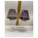 8 H GLASS SHADE LAMPS W/ REMOVEABLE SHADES PURPLE