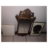 MIRROR WITH PIECE MISSING ON EDGE AS SHOWN,