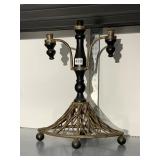 3 ARM WOOD AND METAL CANDLE HOLDER, 20"X14W