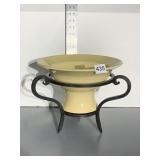 POTTERY BARN CENTERPIECE BOWL IN IRON STAND, 11X8
