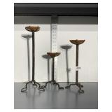 3 TIER IRON CANDLE HOLDERS WITH TWISTED STEM