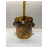 GLASS DOUBLE HANDLE ANIMAL PRINT WASTE CAN 9" H