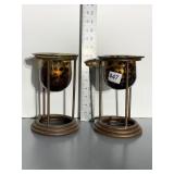 TORTOISE SHELL STYLE CANDLE HOLDERS