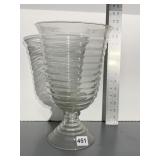 13" TALL GLASS VASE, /CANDLE HOLDER, CANDLE
