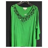 VICTOR COSTA LADIES EMERALD GREEN SEQUINED TOP 2X