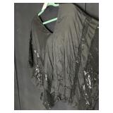 BLACK VISCOSE TOP WITH SEMI SHEER SEQUINED PANELS