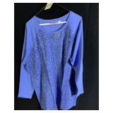 QUAKER FACTORY BLUE ANIMAL PRINT SHIRT RAGLAN