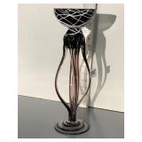 BLOWN GLASS CANDLE HOLDER, 4" TALL