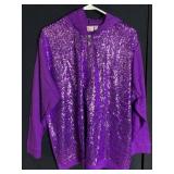 QUAKER FACTORY PURPLE GLITTER ZIP FRONT HOODIE