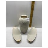 LENOX 2 BUTTER DISH AND 7.5" VASE