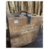 WOOD TRAVEL CASE W/ IRON STRAP, 2 HOLES ON TOP