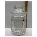 ANTIQUE GLASS BISCUIT JAR WITH GROUND RIM, MANY