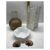 ROSE SHOE CLIPS MARKED JAPAN, GLASS DECANTER NO